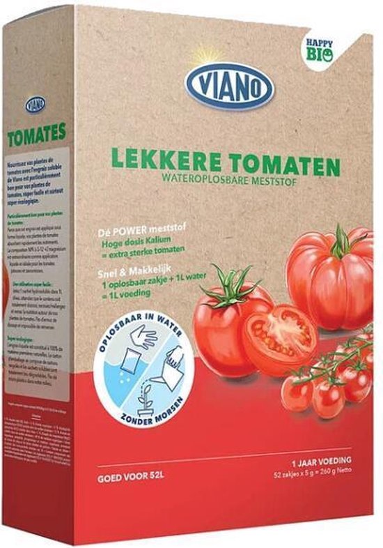 Viano wateroplosbare meststof voor tomaten (52 x 5 gram zakjes)